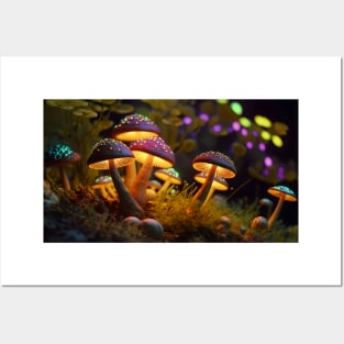 Glowing mushrooms 3 Posters and Art